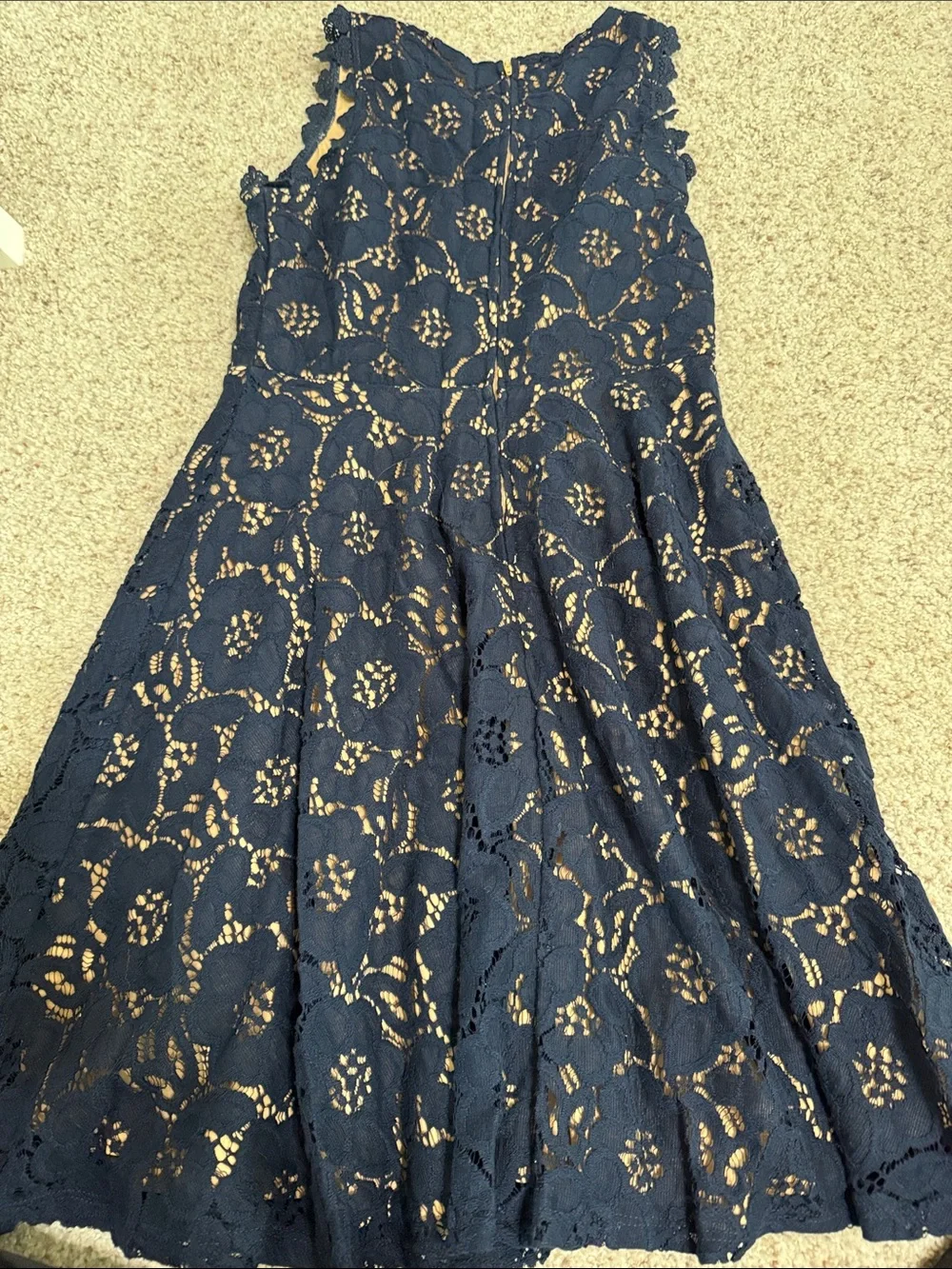Sleeveless Navy Lace Fit & Flare Dress
